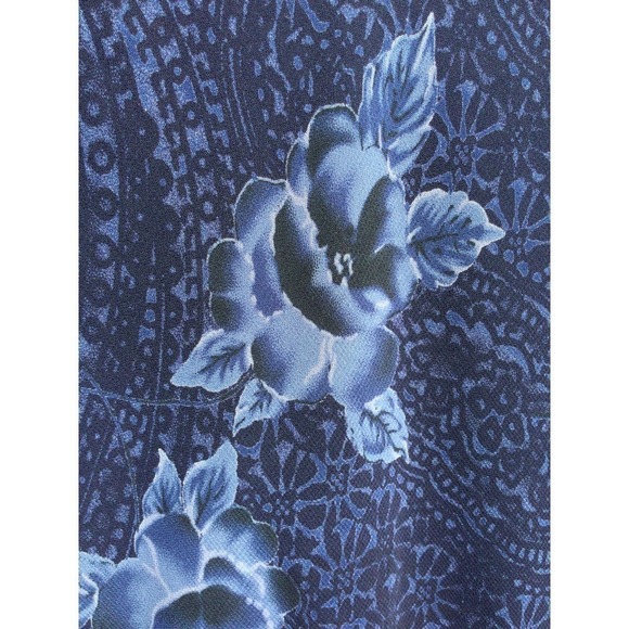 Talbots womens midi dress tie neck 8 blue floral chiffon wedding formal modest - Picture 3 of 15